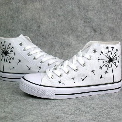 Dandelion Shoes Sneakers Hand-painted Shoes High..