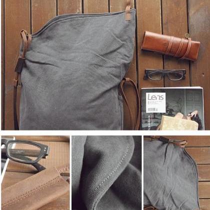 Drak Grey Canvas Shoulder Bag, Canvas Handbag,..