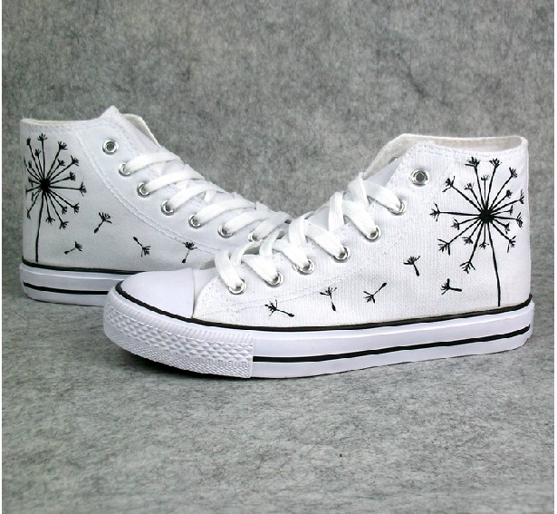 Dandelion Shoes Sneakers Hand-painted Shoes High Top Shoes Canvas Shoes Leisure Shoes
